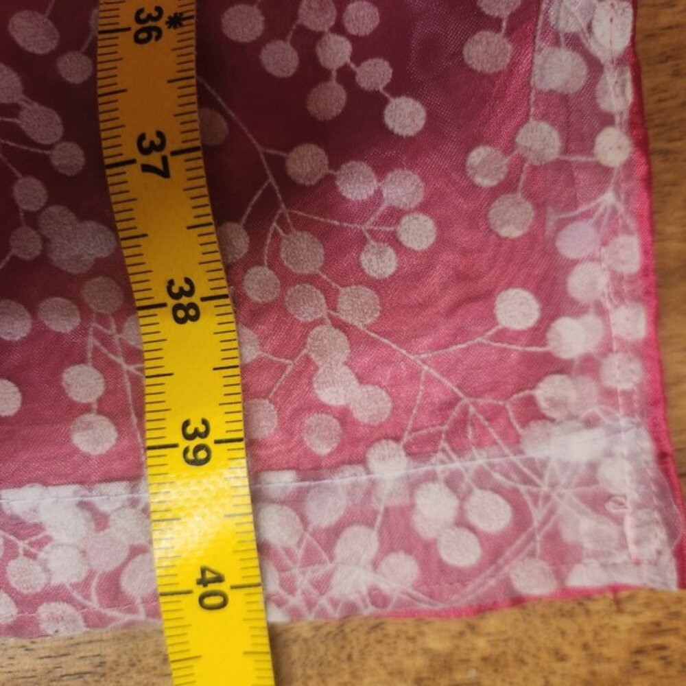 Handmade fuschia Organza Botanical Print curtains Satin Lined 40x40 x2 - Picture 5 of 7